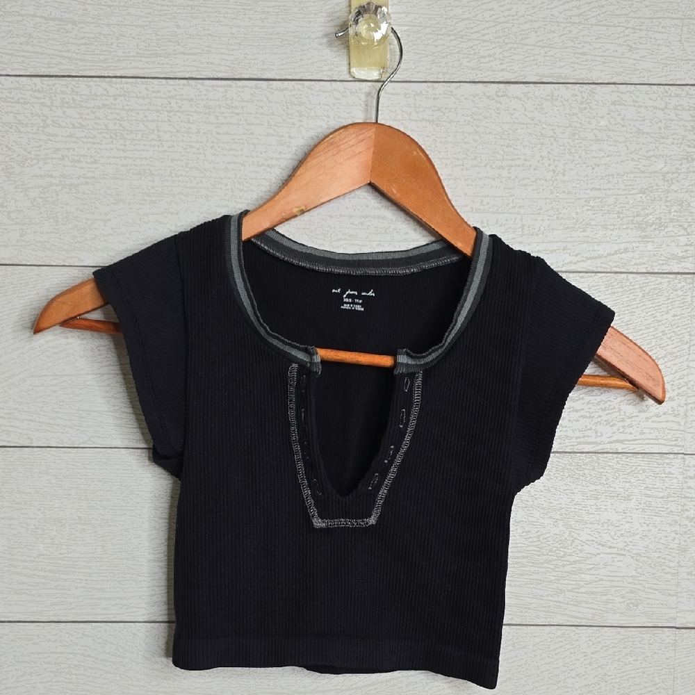 NWT Urban Outfitters Black Tee with Gray Accents